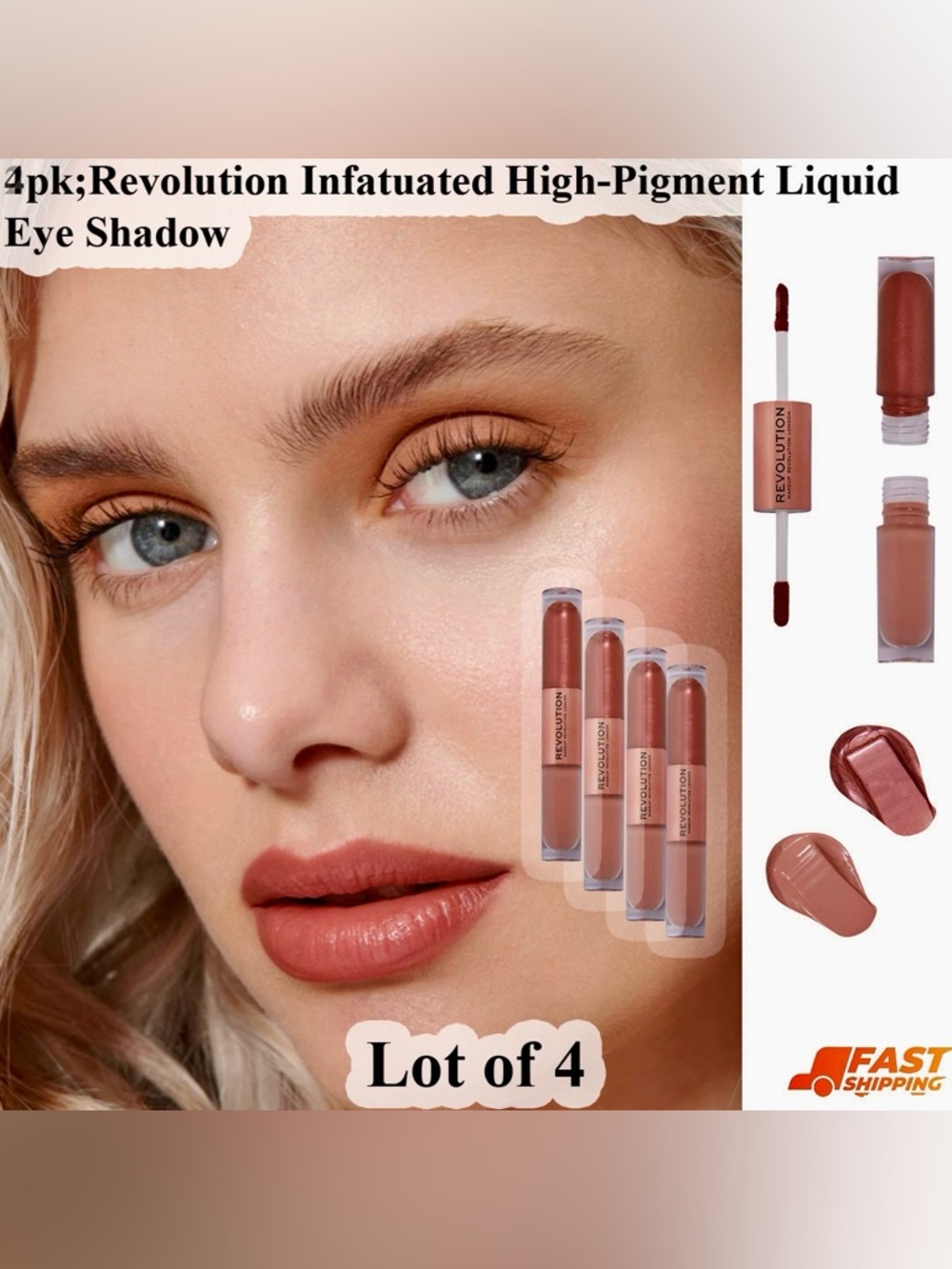 Lot of 4 Revolution Liquid Lipstick Set - Nude Rose Tones (Lot of 4)